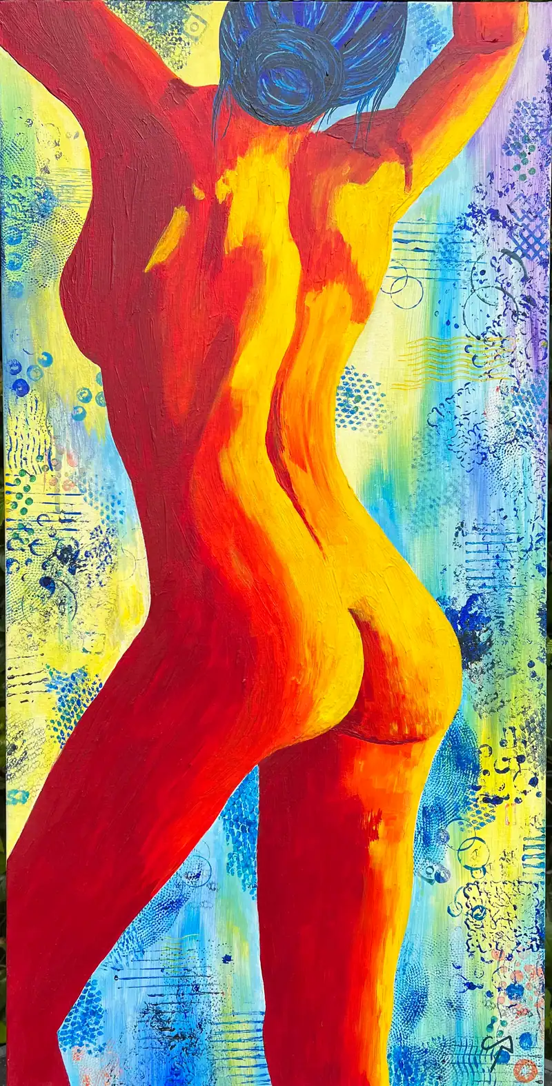 À nu, tableau acrylique coloré de Christel Art, 40 × 80 cm