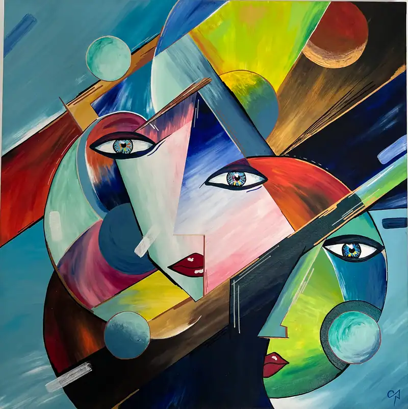Céleste, tableau acrylique coloré de Christel Art, 60 × 60 cm