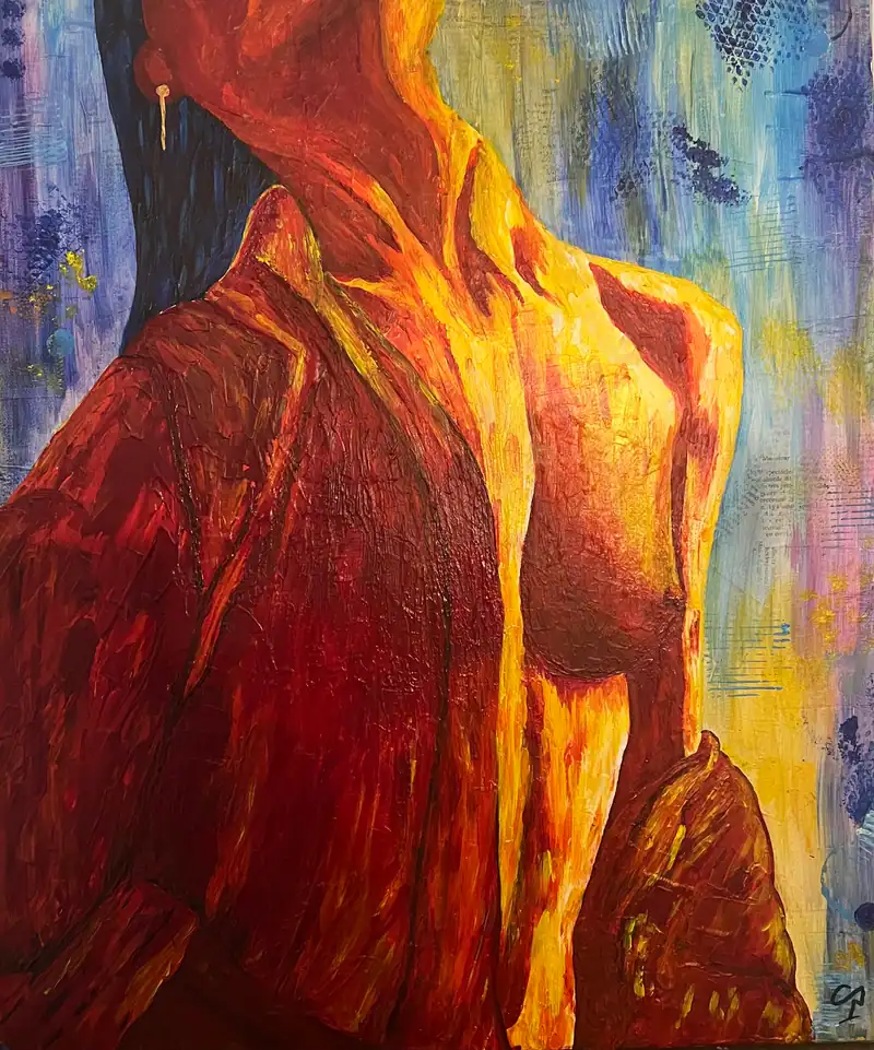 Dévoilé, tableau acrylique coloré de Christel Art, 46 × 55 cm