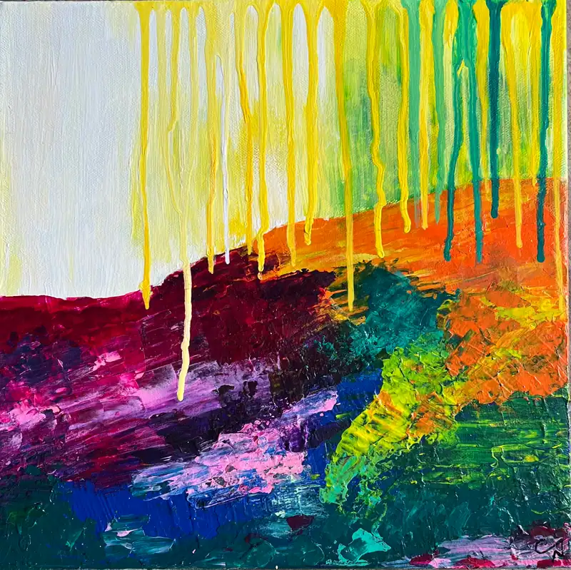Évasion, tableau acrylique coloré de Christel Art, 30 × 30 cm