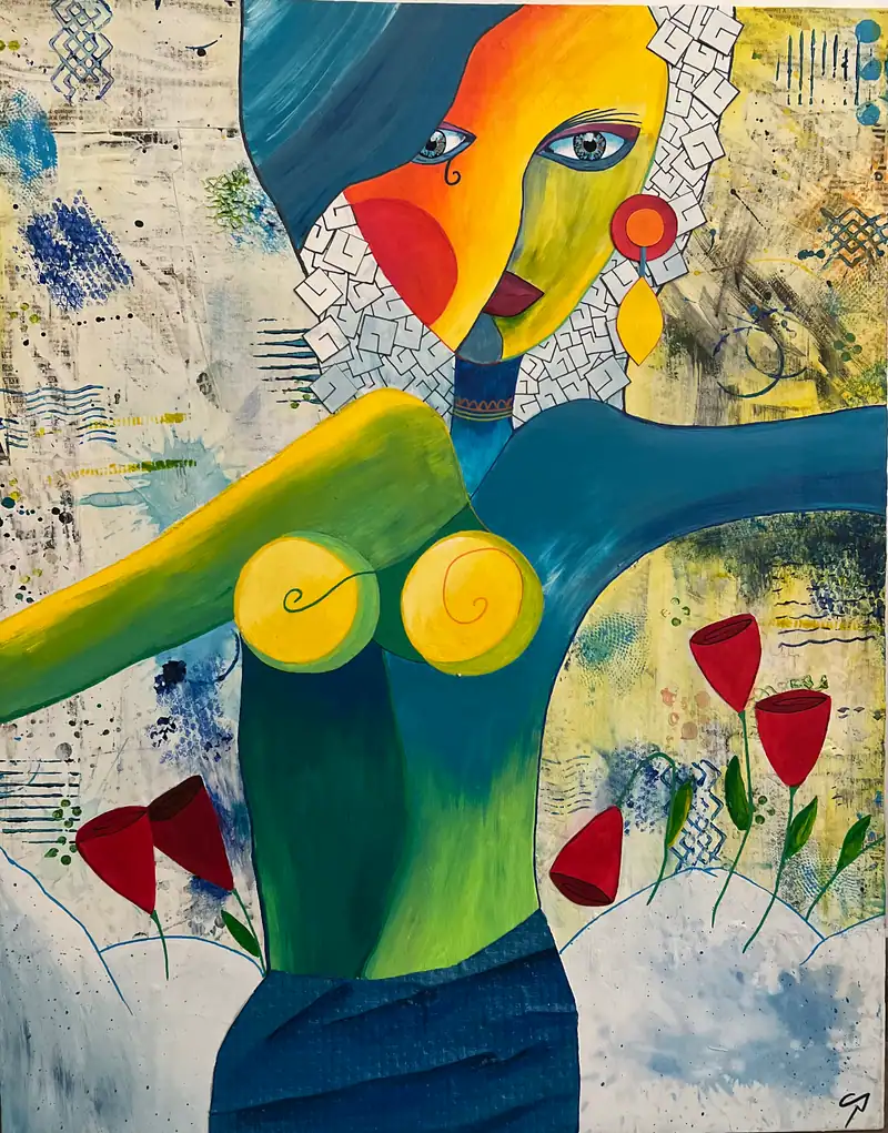 Libérée, tableau acrylique coloré de Christel Art, 50 × 65 cm