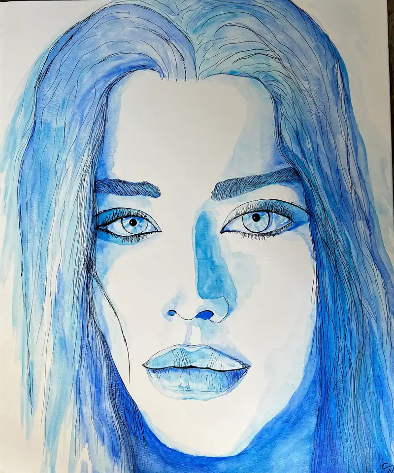 Maïna, tableau acrylique coloré de Christel Art, 50 × 60 cm