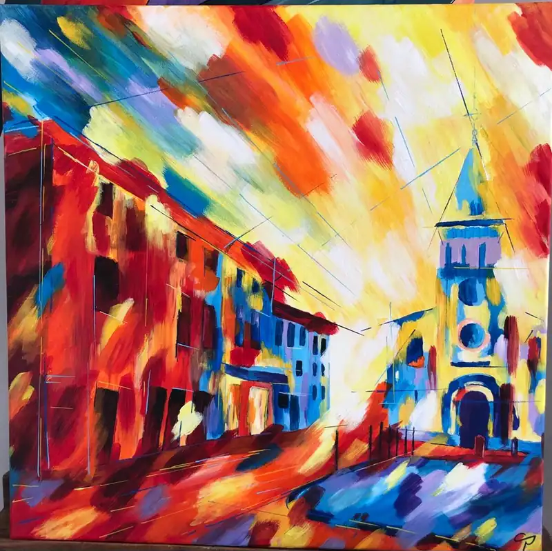Malissard, tableau acrylique coloré de Christel Art, 50 × 50 cm