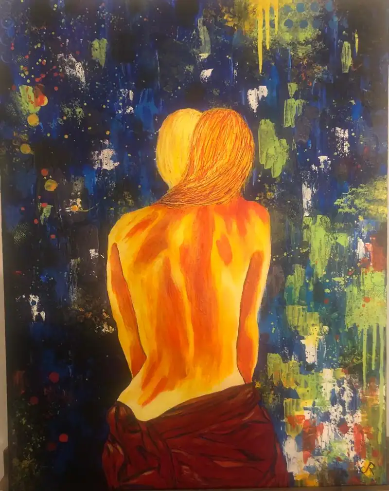 Mystère, tableau acrylique coloré de Christel Art, 50 × 64 cm