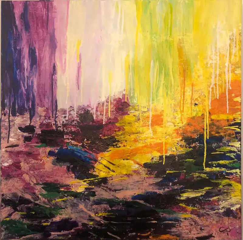 Sans titre, tableau acrylique coloré de Christel Art, 80 × 80 cm