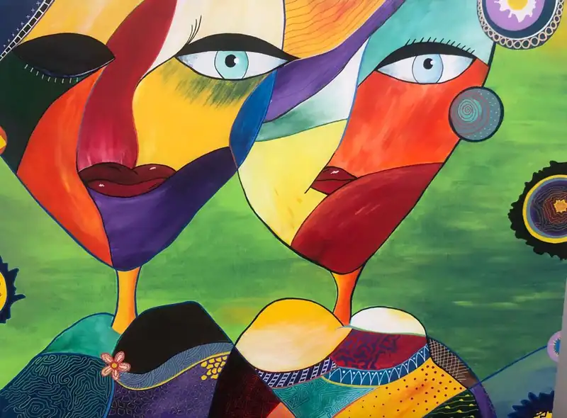 Sans titre, tableau acrylique coloré de Christel Art, 73,5 × 54,5 cm