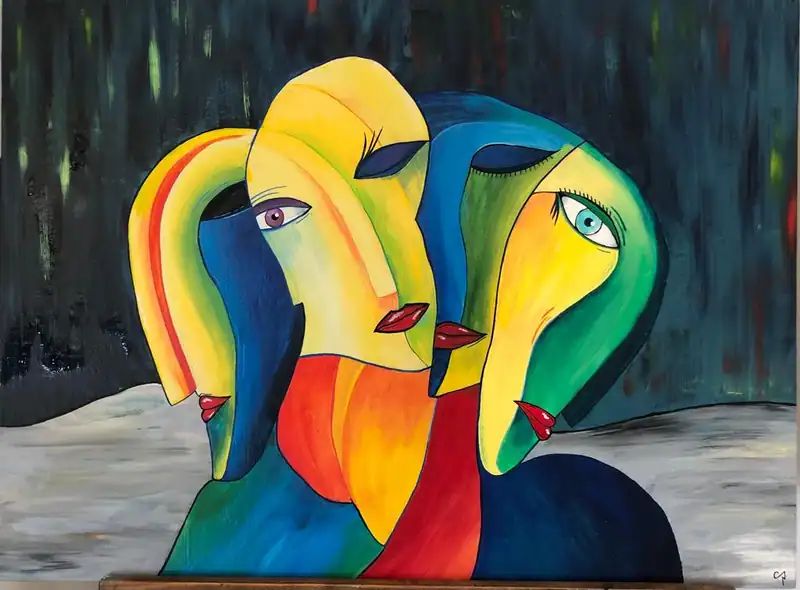 Sans titre, tableau acrylique coloré de Christel Art, 73,5 × 54,5 cm