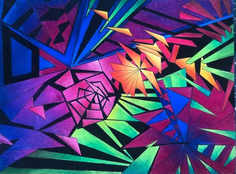 Sans titre, tableau acrylique coloré de Christel Art, 56 × 42 cm