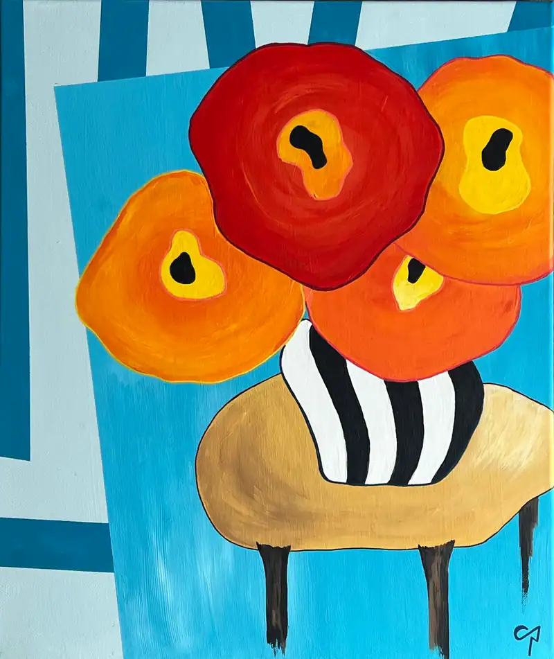 Sans titre, tableau acrylique coloré de Christel Art, 46 × 55 cm