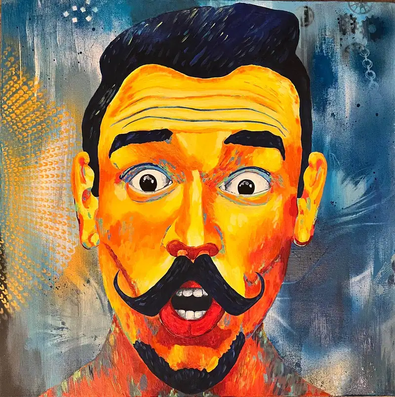 Sans titre, tableau acrylique coloré de Christel Art, 50 × 50 cm